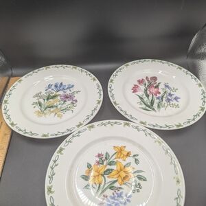 Set of 3 Vintage Thomson Pottery Floral Garden Salad/Dessert Plates